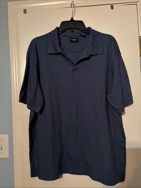 Haggar Men's  Blue with pin stripes Short Sleeve Polo